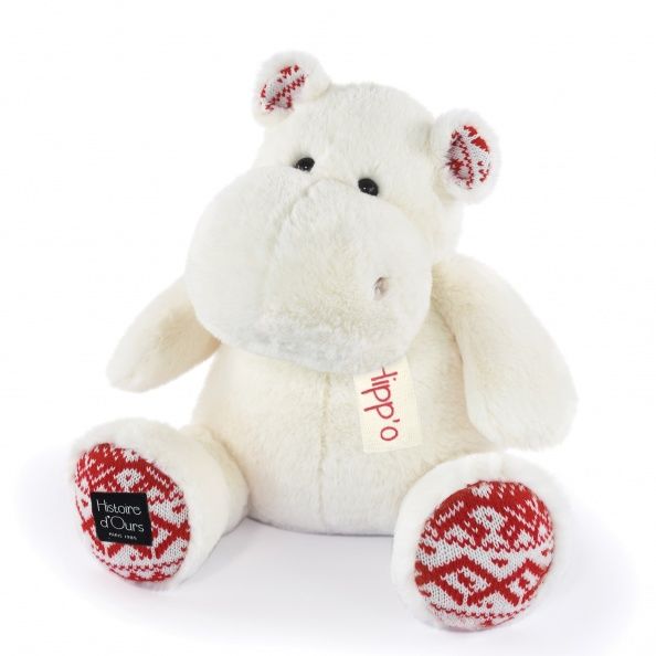  - peluche hippopotame blanc noël 40 cm 